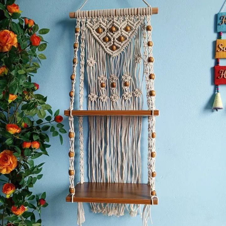 Macreme Wall Hanging Shelf 2 Lyear